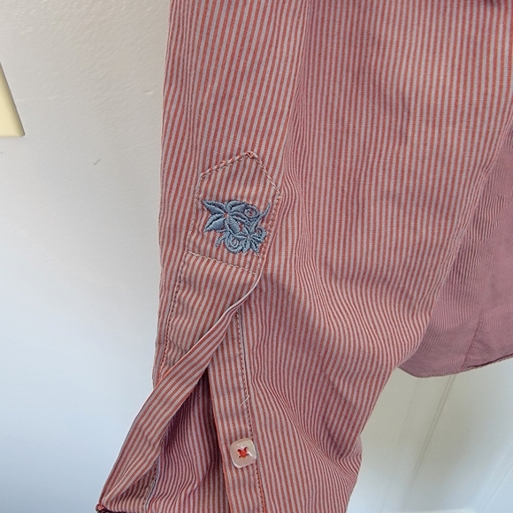 Stone Rose Black Rivet Collection Pink White Striped Button Down Flip Cuff XL - Picture 6 of 13